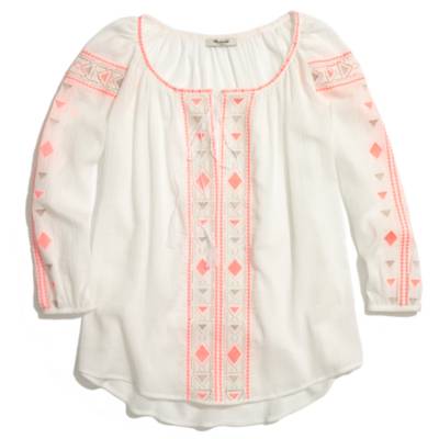 Embroidered Peasant Top