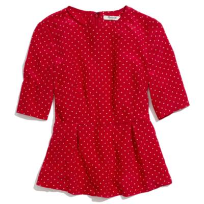Silk Peplum Top in Minidot