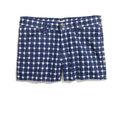 Denim Cutoff Shorts in Graphic Grid
