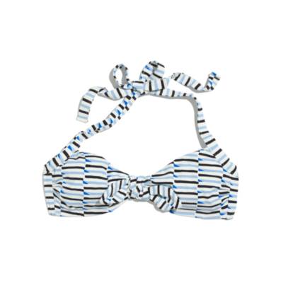 Tie-Front Bikini Top in Marine Stripe