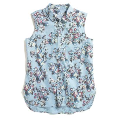 Sleeveless Chambray Shirt in Rose Sketch