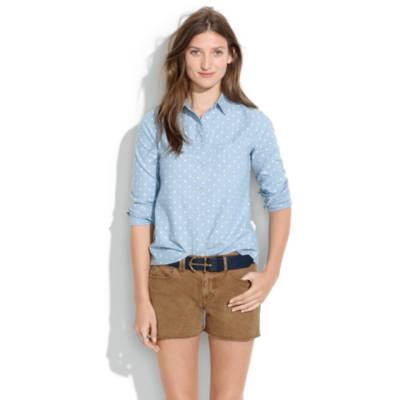 Denim Cutoff Shorts in Kraft Brown