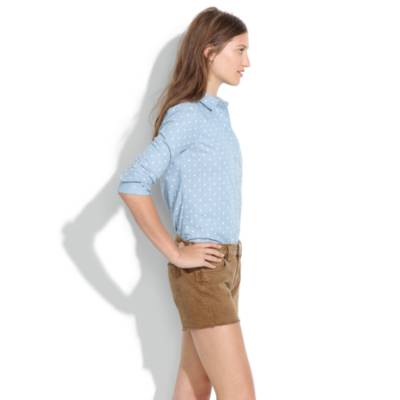 Denim Cutoff Shorts in Kraft Brown