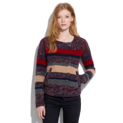 Blanket-Stripe Crop Jacket