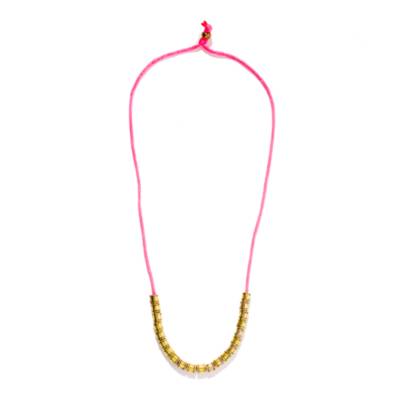 Vanessa Mooney Pink-Gold Cylinder Firefly Necklace