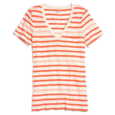 V-Neck Pocket Tee in Stripe