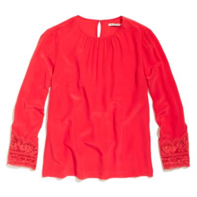 Silk Lace-Cuff Blouse