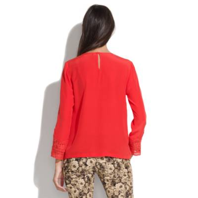 Silk Lace-Cuff Blouse