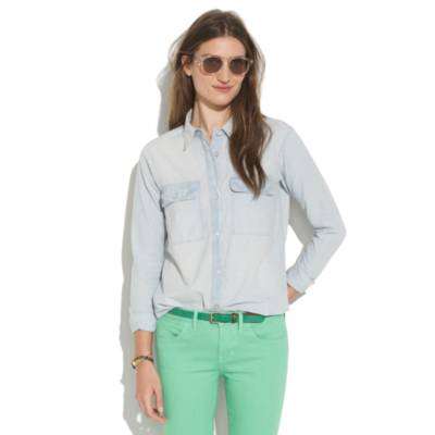 Chambray Cargo Shirt in Cornflower Wash