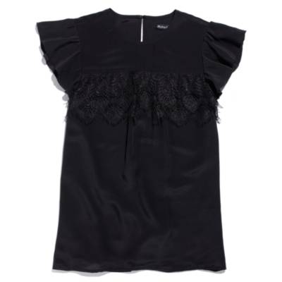 Silk Flutter-Sleeve Top