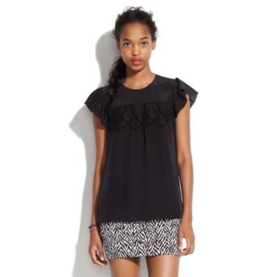 Silk Flutter-Sleeve Top