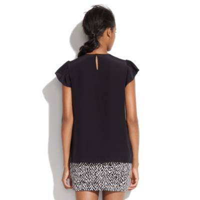 Silk Flutter-Sleeve Top