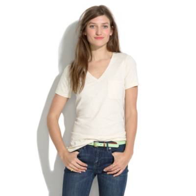 V-Neck Pocket Tee in Color Fleck