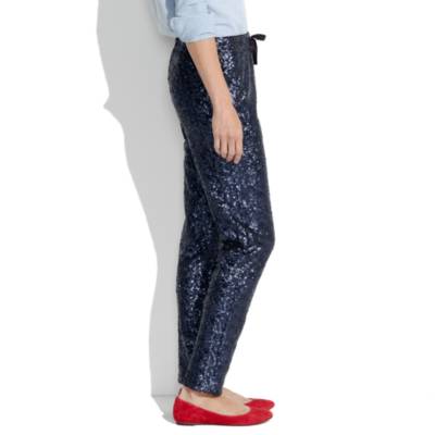 Sequin Drawstring Pants