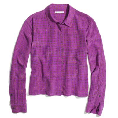 Cropped Silk Shirt in MiniCheck