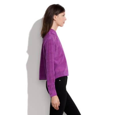Cropped Silk Shirt in MiniCheck