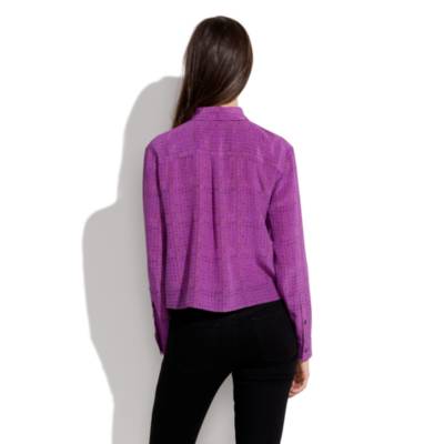 Cropped Silk Shirt in MiniCheck