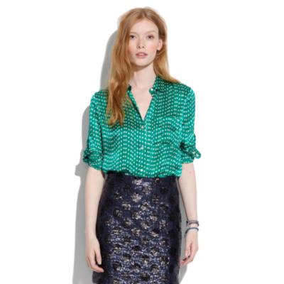 Silk Charmeuse Shirt in Dotdash