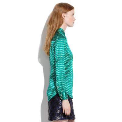 Silk Charmeuse Shirt in Dotdash