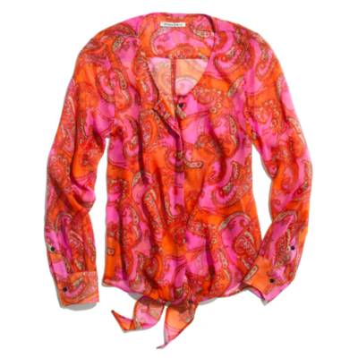 Silk Tie Blouse in Paisley