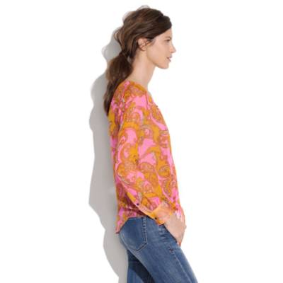 Silk Tie Blouse in Paisley