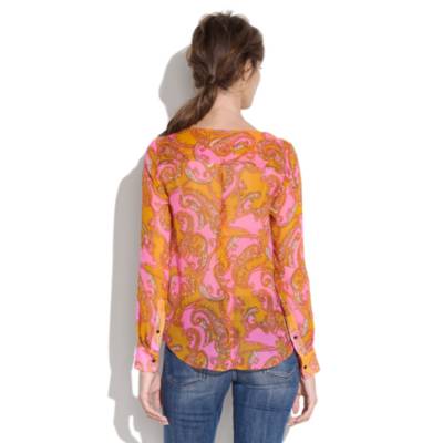 Silk Tie Blouse in Paisley