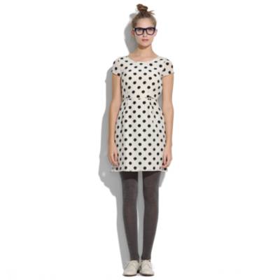 Tailored Minidress in Black Dot