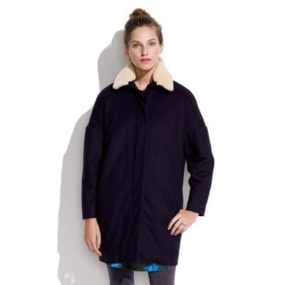 Shearling-Collar Coat
