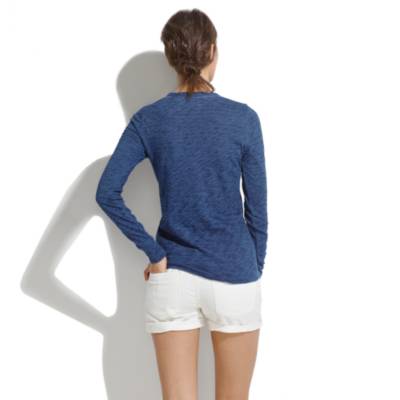 Denim Midi Shorts in White Wash