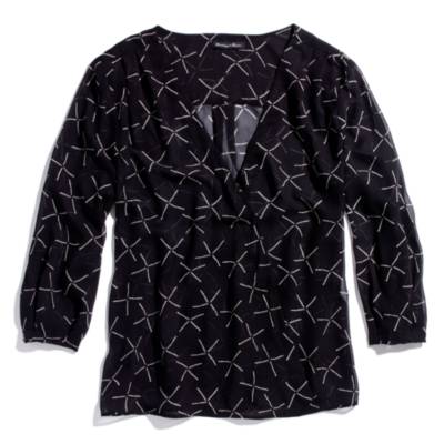Silk Printed V-Neck Blouse