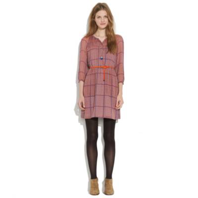 Silk Peasant Dress In Retrogrid