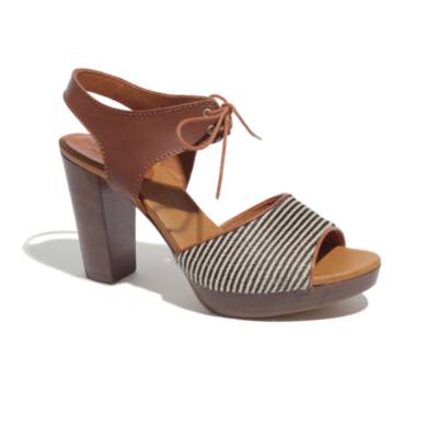 The Lace-Up Sandal in Striped Calf Hair