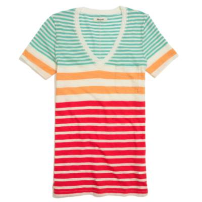 V-Neck Pocket Tee in Stripe