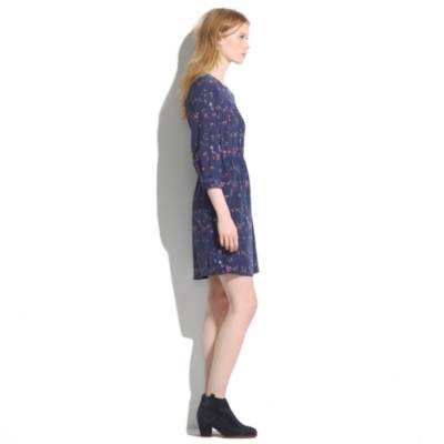 Silk Day Dress in Birdslife