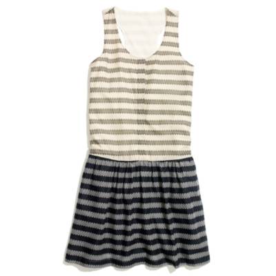 Drop-Waist Dress in Trellis Stripe