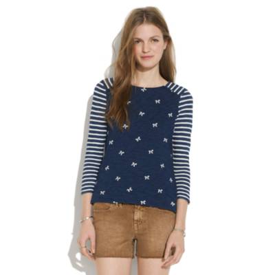 Indigo Ink Top in Bows & Stripes