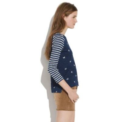 Indigo Ink Top in Bows & Stripes
