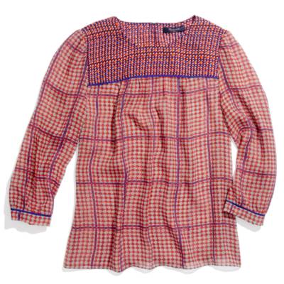 Silk Peasant Blouse in Retrogrid