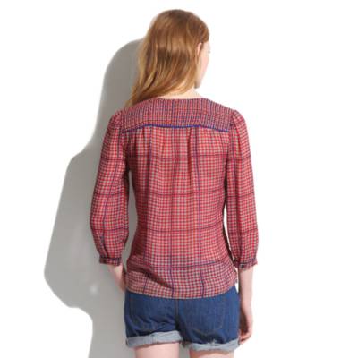 Silk Peasant Blouse in Retrogrid