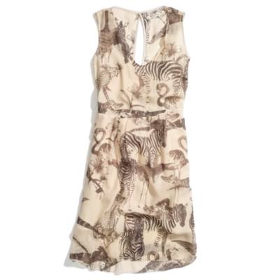 Tailored Silk Dress in Safari Sketch