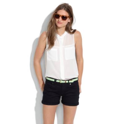 Denim Midi Shorts in Midnight