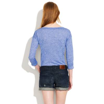 Denim Midi Shorts in Locomotive Wash