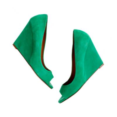 The Suede Postscript Peep-Toe Wedge