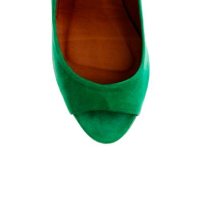 The Suede Postscript Peep-Toe Wedge