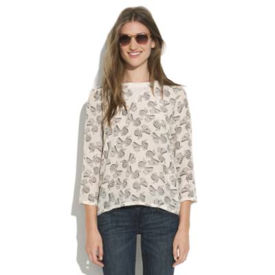 Silk-Front Tee in Gingham Bow