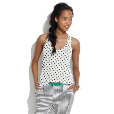Linen Racerback Tank in Polka Dot