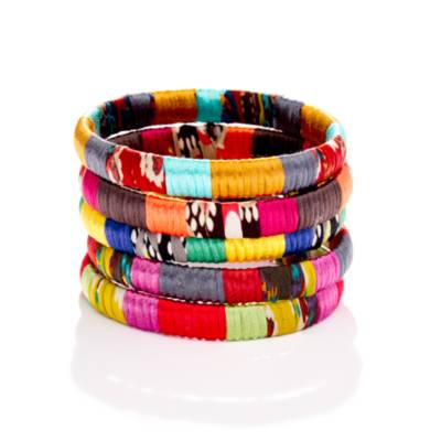 Cara Accessories&trade; Mixed-Fabric Bangle