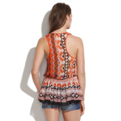Sam & Lavi&trade; Ziggy-Print Marigold Ruffle Top