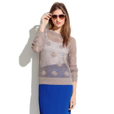 Metallic Meshdot Pullover