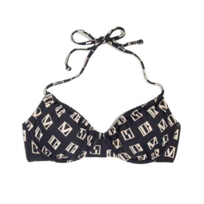 Ruched Bikini Top in Woodblock
